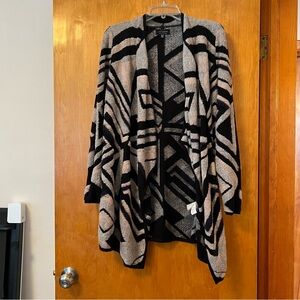 Lucky Brand Black and Gray Geometric Cardigan